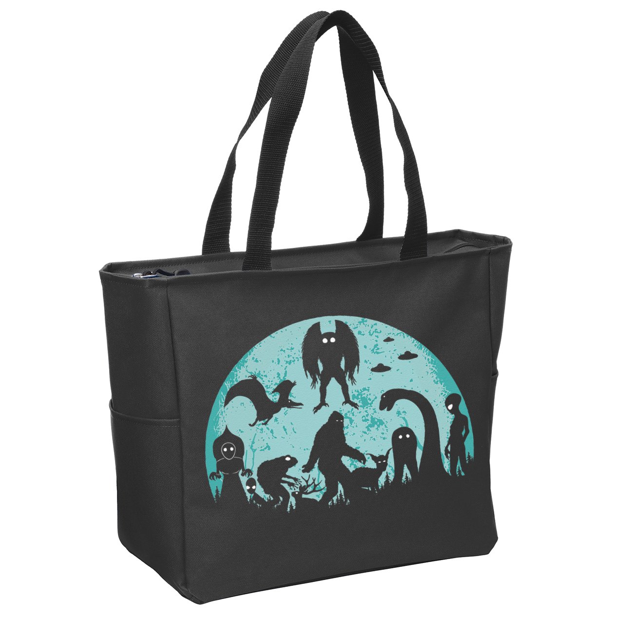 Mythical Creatures Bigfoot Loch Ness Monster Mothman Cryptid Zip Tote Bag