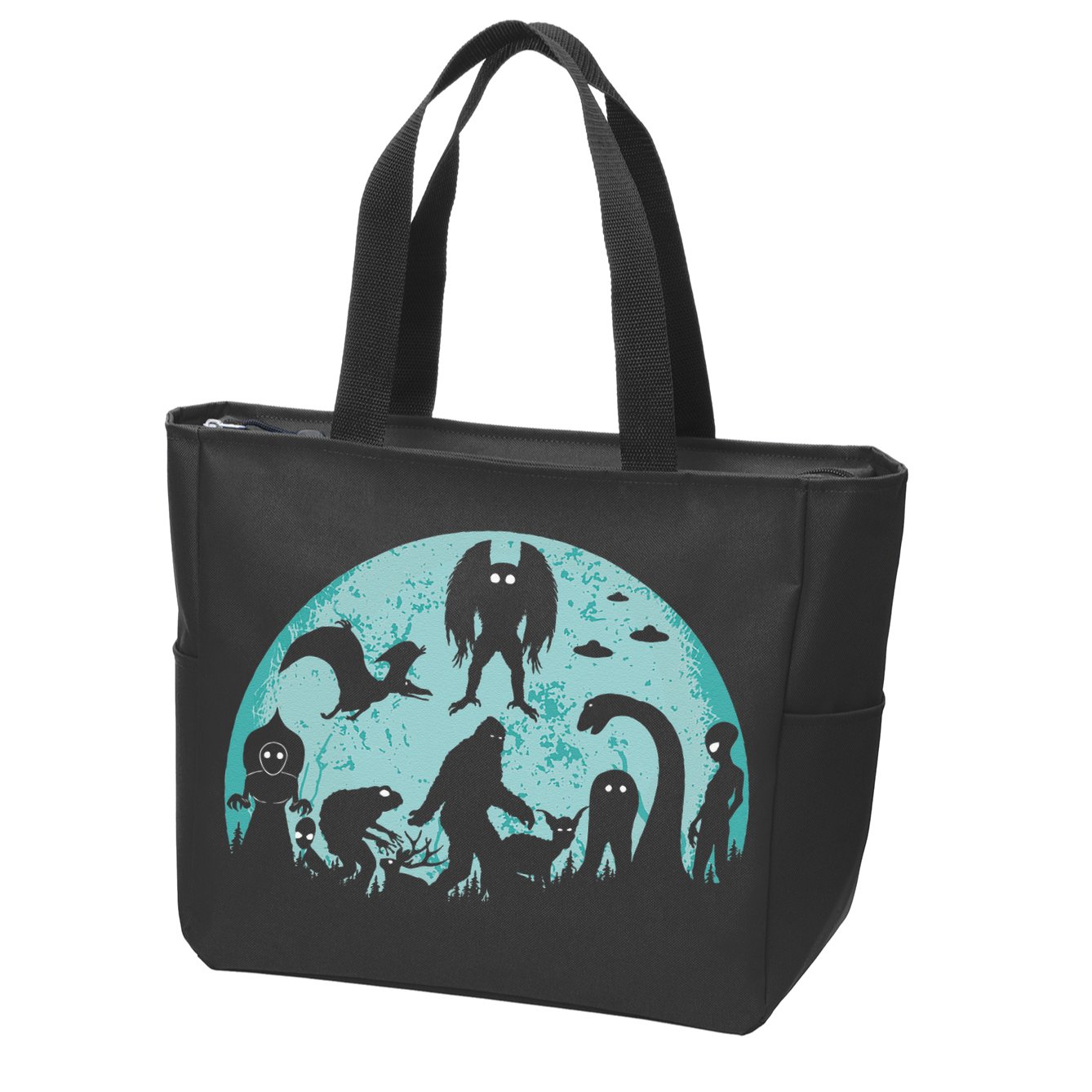 Mythical Creatures Bigfoot Loch Ness Monster Mothman Cryptid Zip Tote Bag