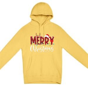 Merry Christmas Buffalo Plaid Red Santa Family Matching Xmas Premium Pullover Hoodie