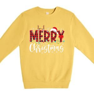 Merry Christmas Buffalo Plaid Red Santa Family Matching Xmas Premium Crewneck Sweatshirt