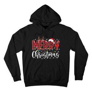 Merry Christmas Buffalo Plaid Red Santa Family Matching Xmas Hoodie