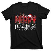 Merry Christmas Buffalo Plaid Red Santa Family Matching Xmas T-Shirt