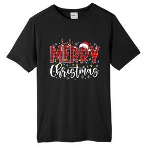 Merry Christmas Buffalo Plaid Red Santa Family Matching Xmas Tall Fusion ChromaSoft Performance T-Shirt