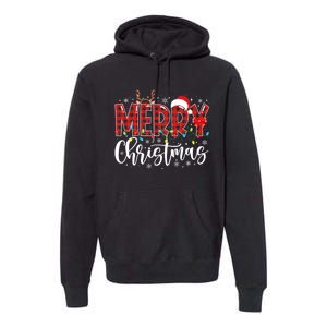 Merry Christmas Buffalo Plaid Red Santa Family Matching Xmas Premium Hoodie