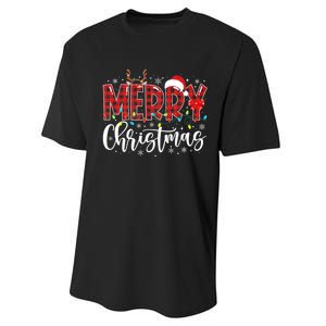 Merry Christmas Buffalo Plaid Red Santa Family Matching Xmas Performance Sprint T-Shirt