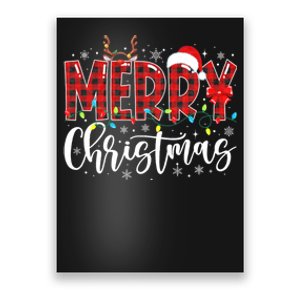 Merry Christmas Buffalo Plaid Red Santa Family Matching Xmas Poster