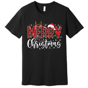 Merry Christmas Buffalo Plaid Red Santa Family Matching Xmas Premium T-Shirt