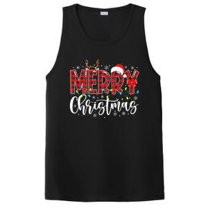 Merry Christmas Buffalo Plaid Red Santa Family Matching Xmas PosiCharge Competitor Tank