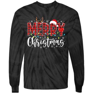 Merry Christmas Buffalo Plaid Red Santa Family Matching Xmas Tie-Dye Long Sleeve Shirt