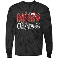 Merry Christmas Buffalo Plaid Red Santa Family Matching Xmas Tie-Dye Long Sleeve Shirt