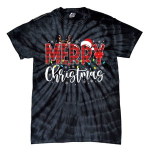 Merry Christmas Buffalo Plaid Red Santa Family Matching Xmas Tie-Dye T-Shirt