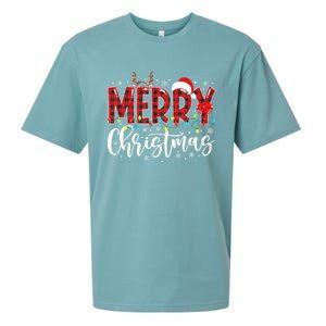 Merry Christmas Buffalo Plaid Red Santa Family Matching Xmas Sueded Cloud Jersey T-Shirt