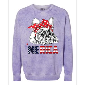 Merica Cute Bulldog 4th Of July Colorblast Crewneck Sweatshirt