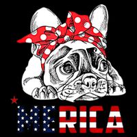 Merica Cute Bulldog 4th Of July Stripe Pom Pom Beanie