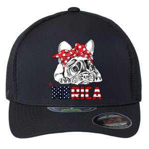 Merica Cute Bulldog 4th Of July Flexfit Unipanel Trucker Cap