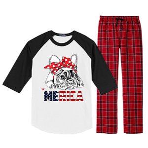 Merica Cute Bulldog 4th Of July Raglan Sleeve Pajama Set