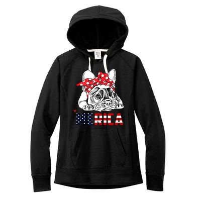 Merica Cute Bulldog 4th Of July Women's Fleece Hoodie