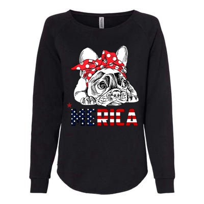 Merica Cute Bulldog 4th Of July Womens California Wash Sweatshirt