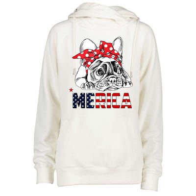 Merica Cute Bulldog 4th Of July Womens Funnel Neck Pullover Hood