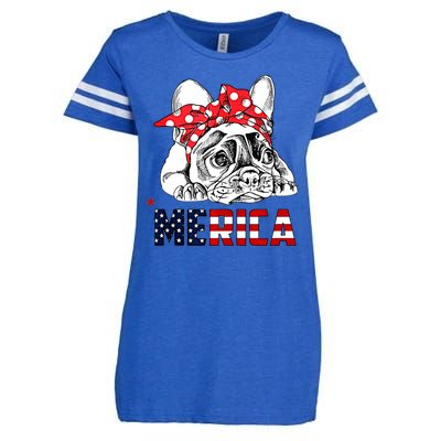 Merica Cute Bulldog 4th Of July Enza Ladies Jersey Football T-Shirt