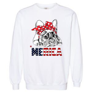 Merica Cute Bulldog 4th Of July Garment-Dyed Sweatshirt