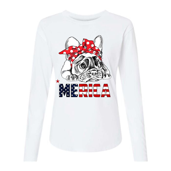 Merica Cute Bulldog 4th Of July Womens Cotton Relaxed Long Sleeve T-Shirt