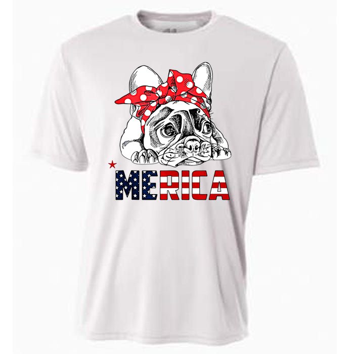 Merica Cute Bulldog 4th Of July Cooling Performance Crew T-Shirt