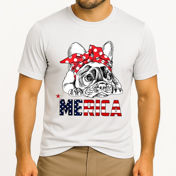 Merica Cute Bulldog 4th Of July Cooling Performance Crew T-Shirt