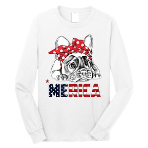 Merica Cute Bulldog 4th Of July Long Sleeve Shirt