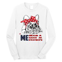 Merica Cute Bulldog 4th Of July Long Sleeve Shirt