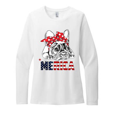 Merica Cute Bulldog 4th Of July Womens CVC Long Sleeve Shirt