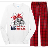 Merica Cute Bulldog 4th Of July Long Sleeve Pajama Set