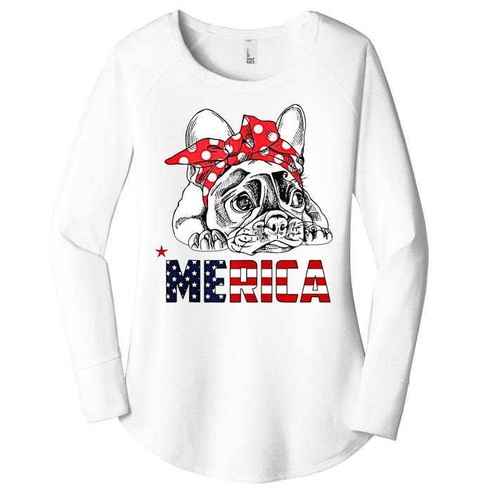 Merica Cute Bulldog 4th Of July Women's Perfect Tri Tunic Long Sleeve Shirt