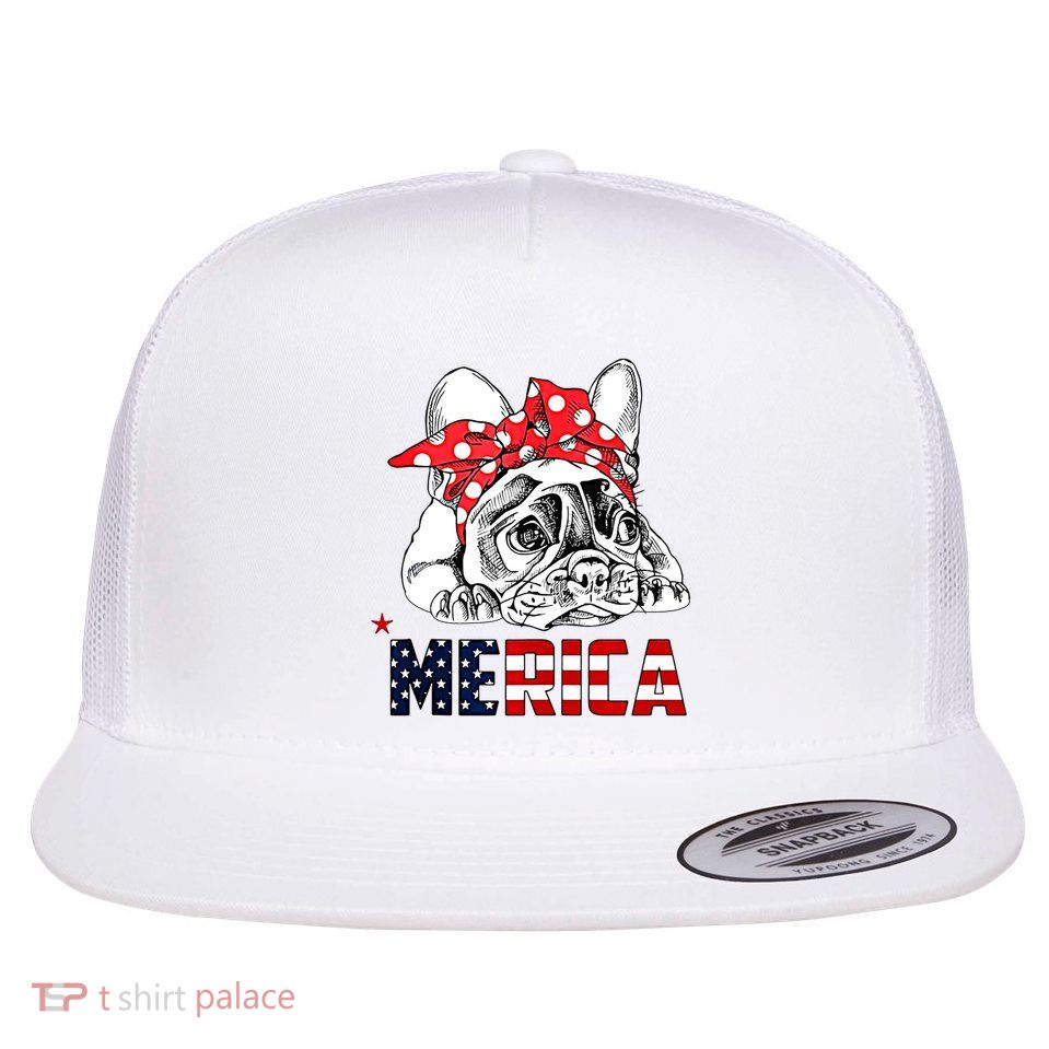 Merica Cute Bulldog 4th Of July Flatbill Hat