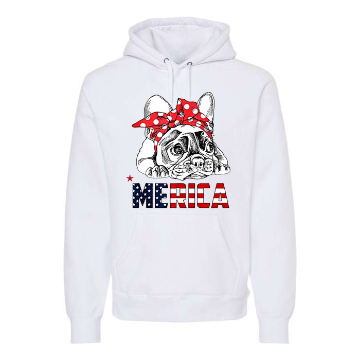 Merica Cute Bulldog 4th Of July Premium Hoodie