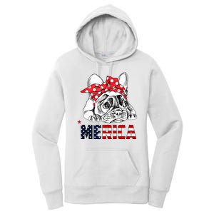 Merica Cute Bulldog 4th Of July Women's Pullover Hoodie