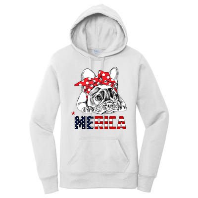 Merica Cute Bulldog 4th Of July Women's Pullover Hoodie