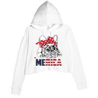 Merica Cute Bulldog 4th Of July Crop Fleece Hoodie