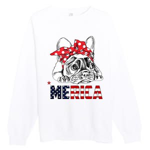 Merica Cute Bulldog 4th Of July Premium Crewneck Sweatshirt