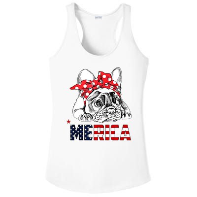 Merica Cute Bulldog 4th Of July Ladies PosiCharge Competitor Racerback Tank