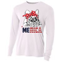 Merica Cute Bulldog 4th Of July Cooling Performance Long Sleeve Crew