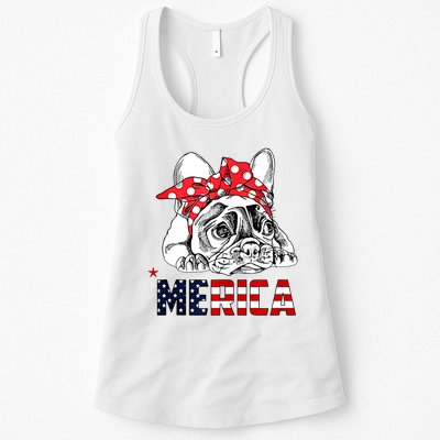 Merica Cute Bulldog 4th Of July Womens Tank Top