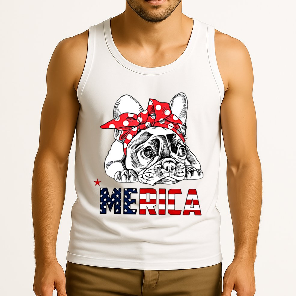 Merica Cute Bulldog 4th Of July Tank Top