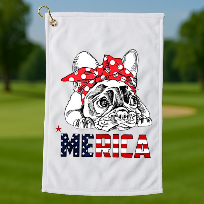 Merica Cute Bulldog 4th Of July Golf Towel