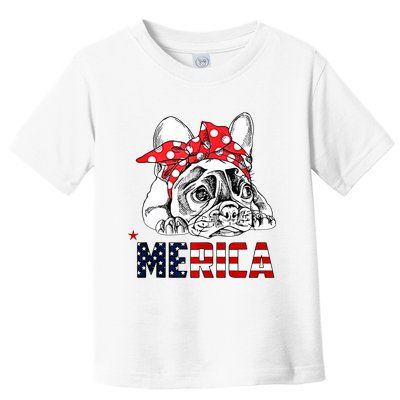 Merica Cute Bulldog 4th Of July Toddler T-Shirt