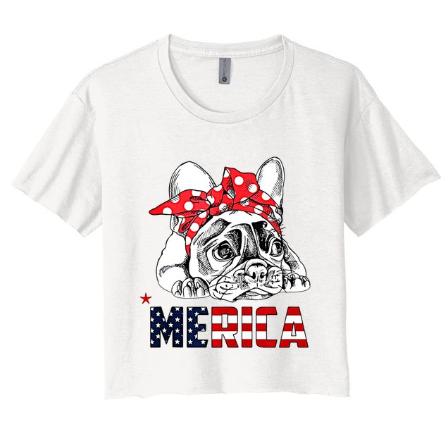 Merica Cute Bulldog 4th Of July Crop Top