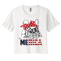 Merica Cute Bulldog 4th Of July Women's Crop Top Tee