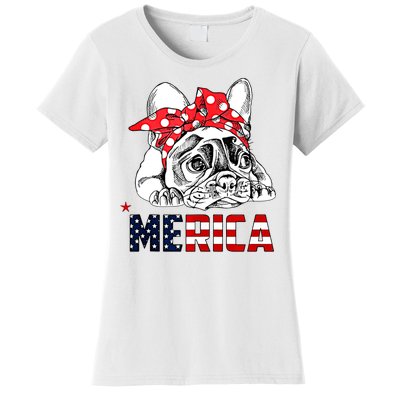 Merica Cute Bulldog 4th Of July Women's T-Shirt