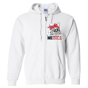 Merica Cute Bulldog 4th Of July Full Zip Hoodie