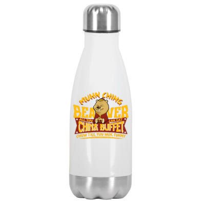 Muhn Ching Beaver All You Can Eat China Buffet Funny Stainless Steel Insulated Water Bottle